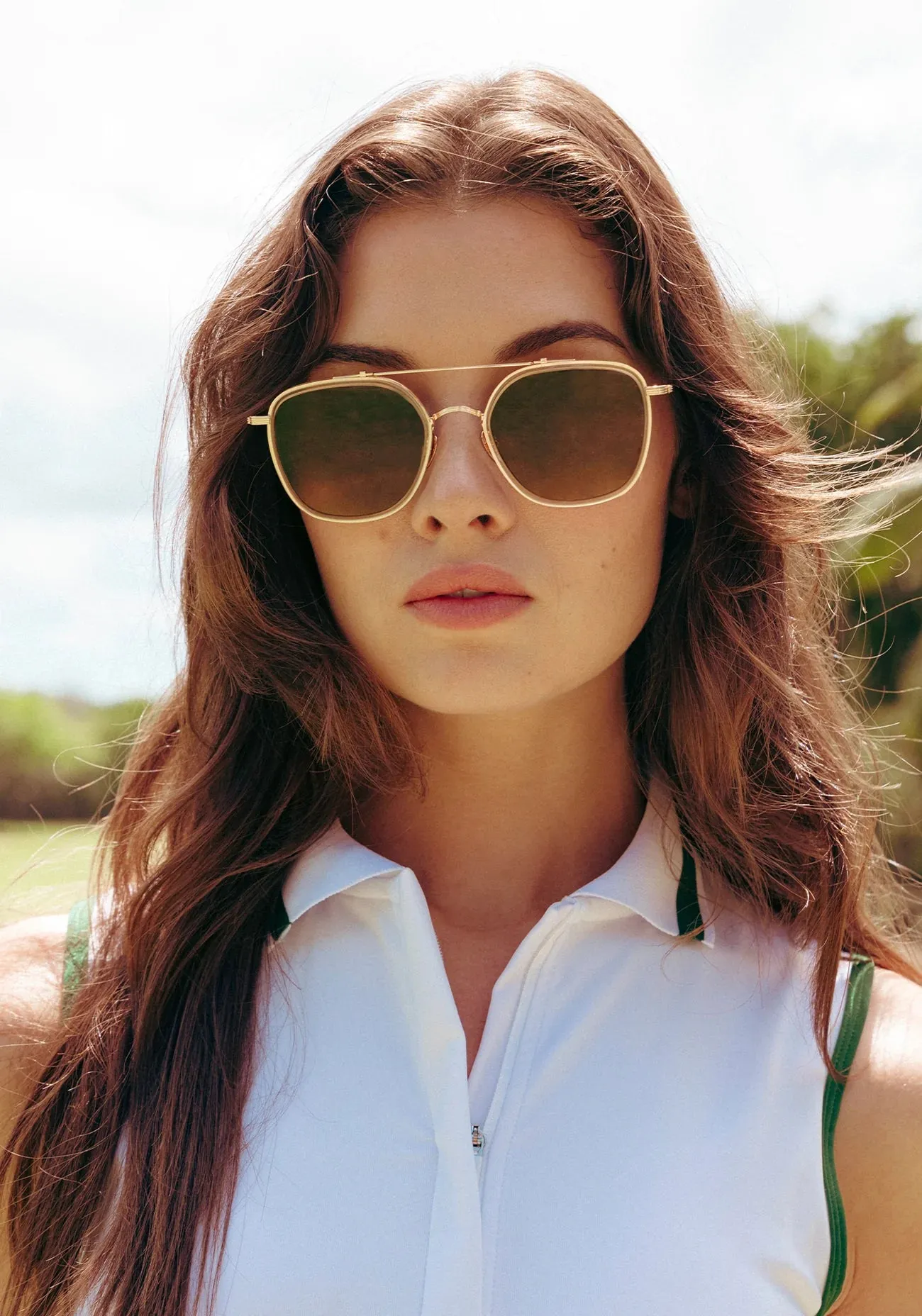 Austin Sunglasses ~ 18K Titanium   Champagne Polarized