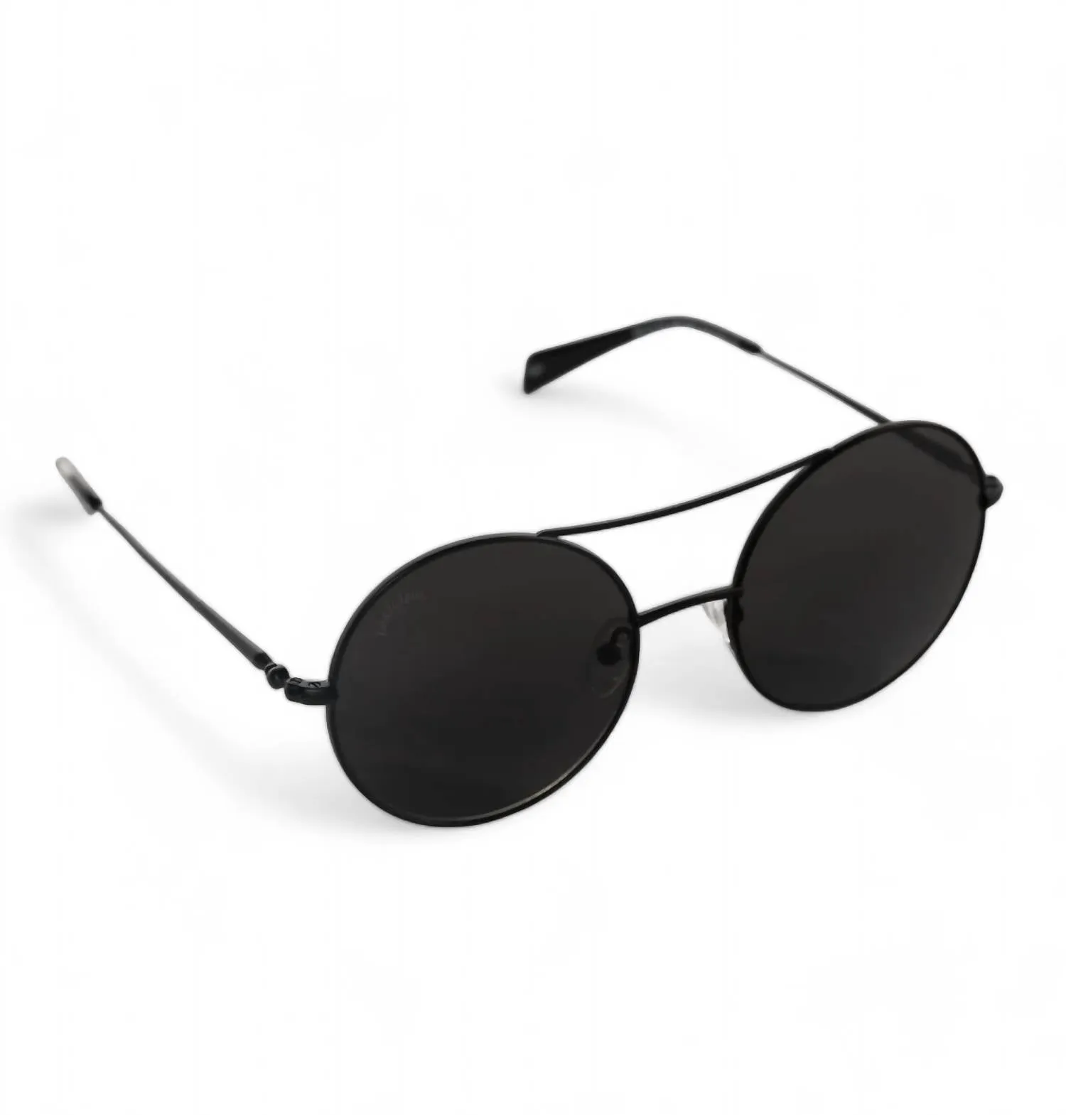 Capri Round Double Ridge Sunglasses In Black