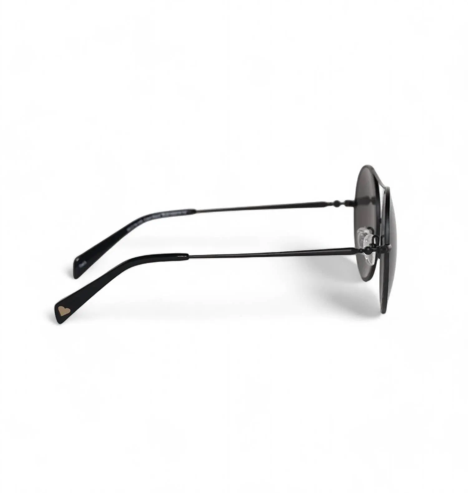Capri Round Double Ridge Sunglasses In Black