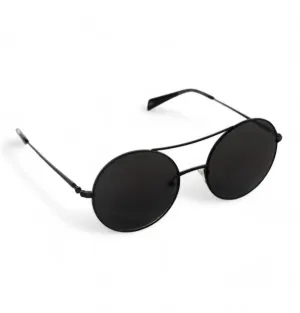 Capri Round Double Ridge Sunglasses In Black