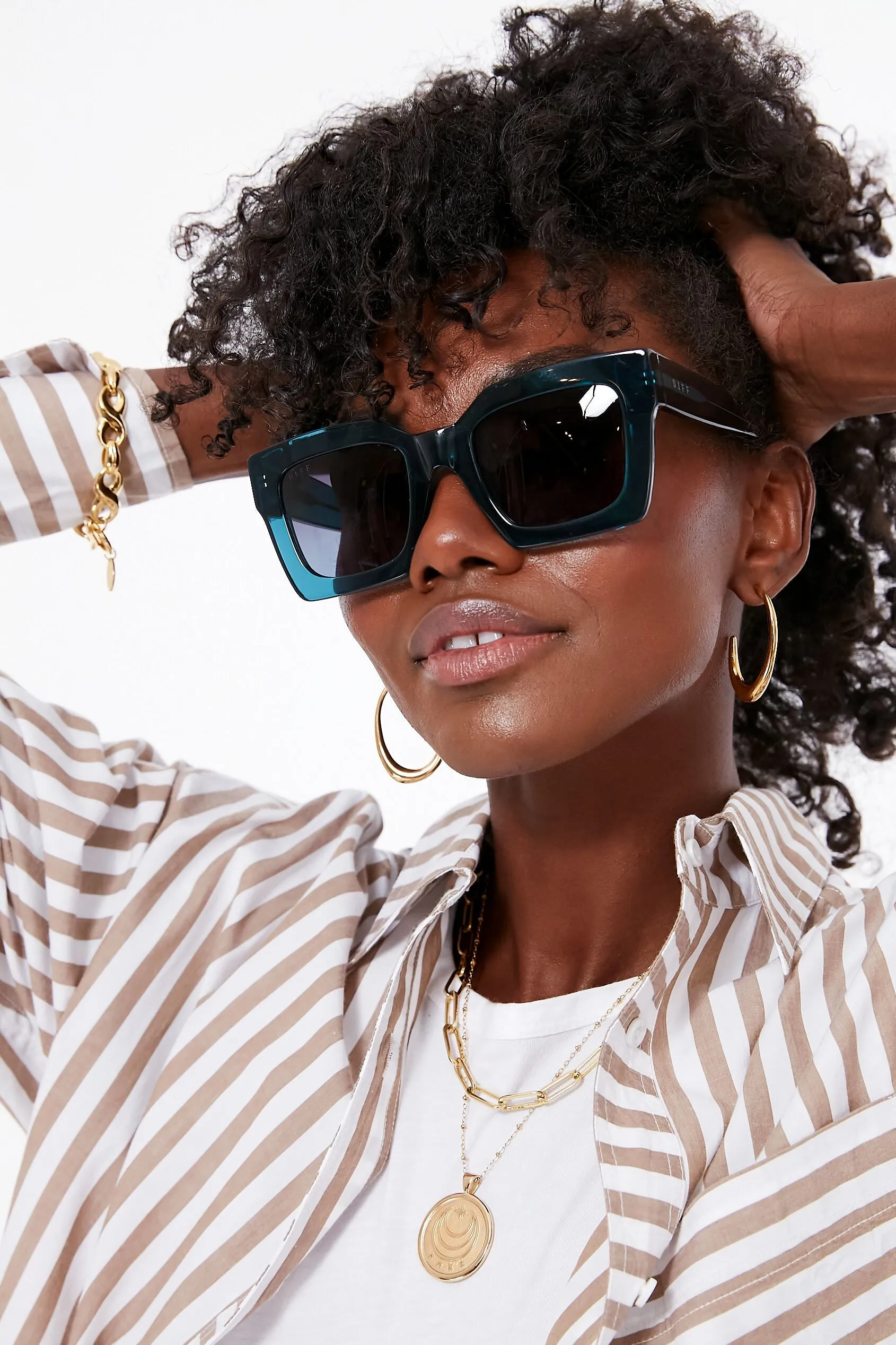 Deep Aqua Blue Gradient Dani Sunglasses