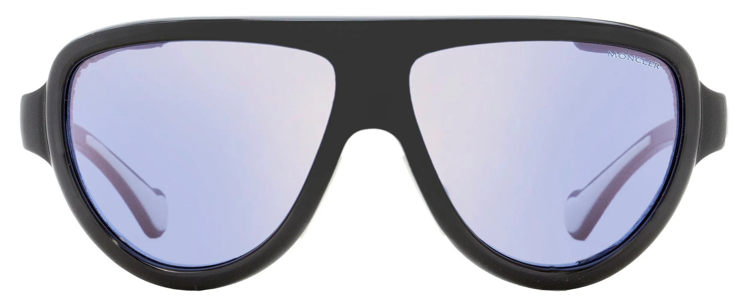 Moncler Unisex Shield Sunglasses ML0089 01C Black/White Leather 57mm