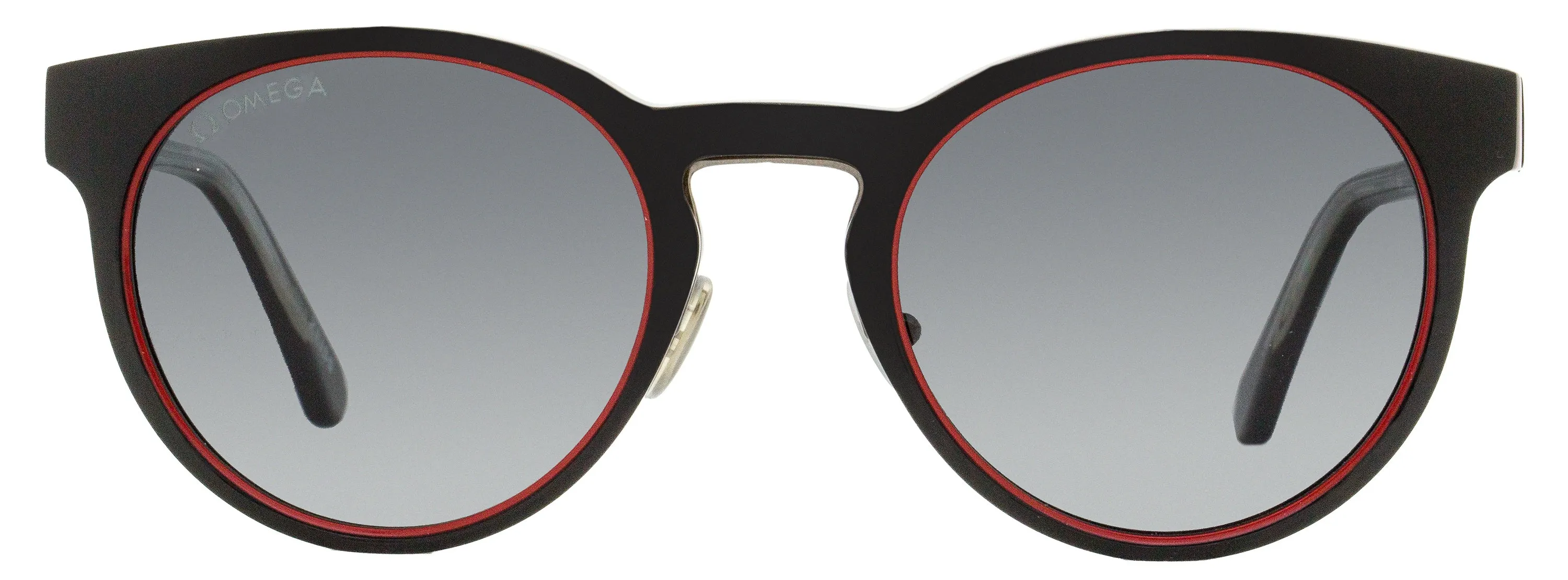 Omega Unisex Round Sunglasses OM0020H 01D Black/Red 52mm