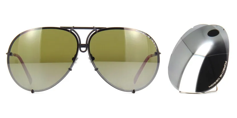 Porsche Design 8478 R VisionDrive Black Frame - Green Polar XTR   Silver Lenses