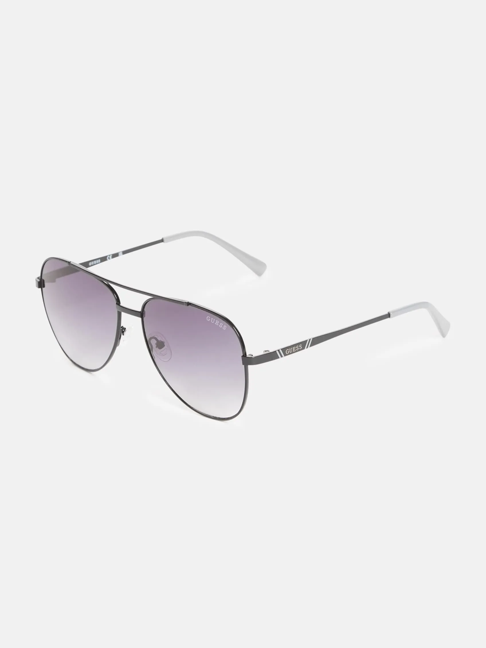 Striped Metal Aviator Sunglasses