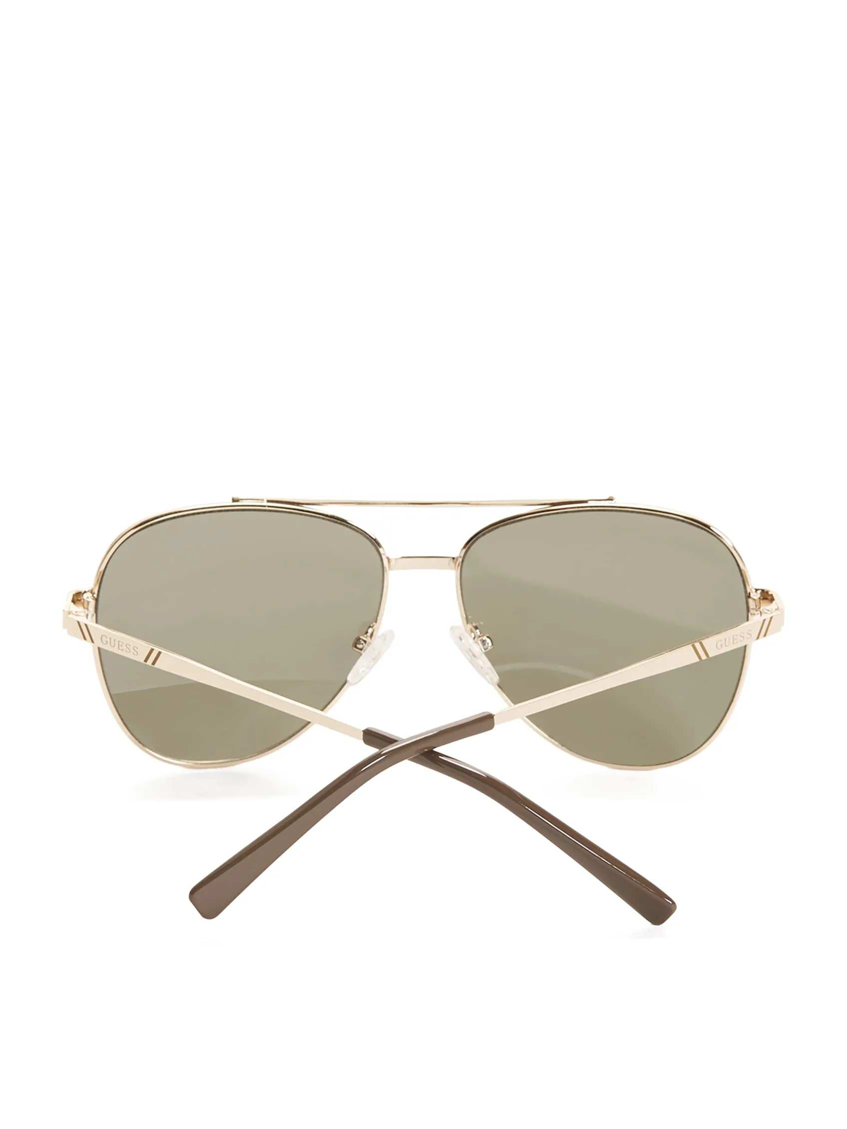 Striped Metal Aviator Sunglasses
