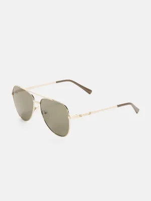 Striped Metal Aviator Sunglasses