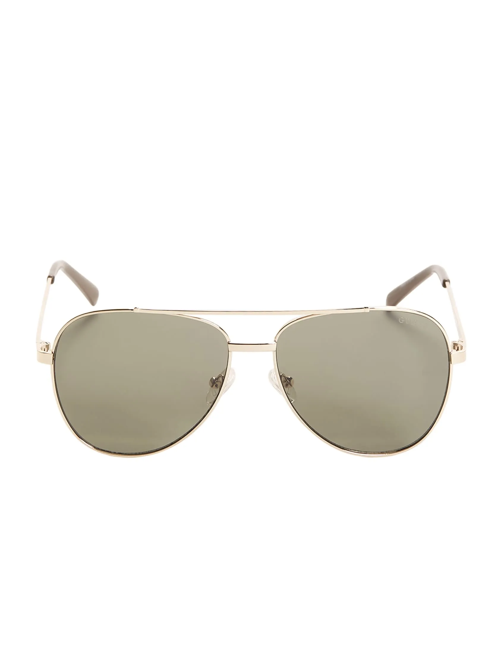 Striped Metal Aviator Sunglasses
