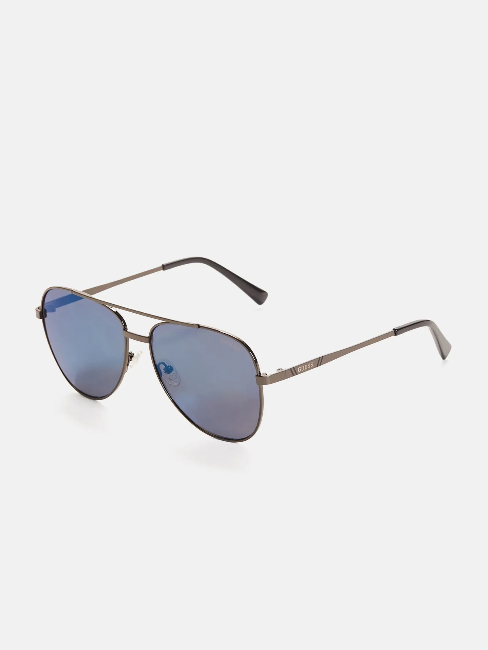 Striped Metal Aviator Sunglasses