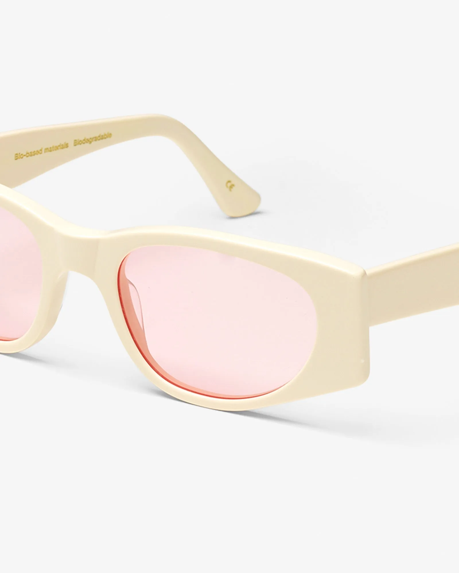 Sunglass 08 - Ivory White Solid - Light Pink