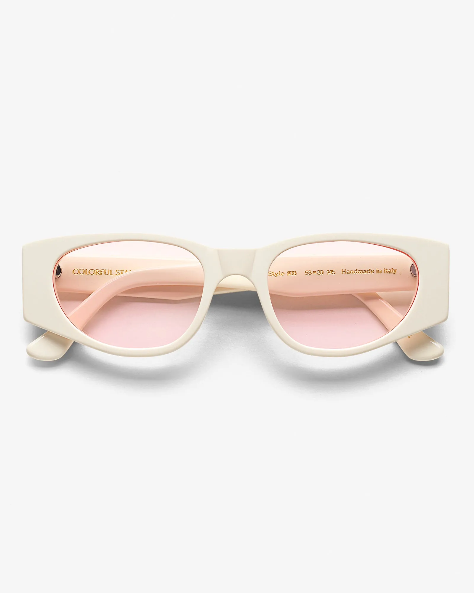 Sunglass 08 - Ivory White Solid - Light Pink