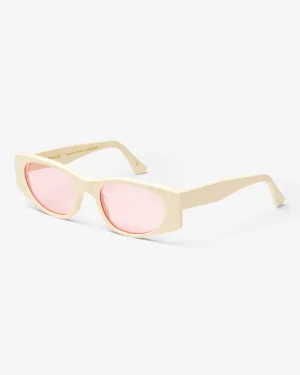 Sunglass 08 - Ivory White Solid - Light Pink