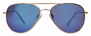 Suzy Levian Women's Blue  Reflector Mirrored Aviator  Gold Frame Sunglasses