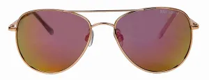 Suzy Levian Women's Pink  Reflector Mirrored Aviator  Gold Frame Sunglasses