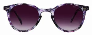 Suzy Levian Women's Purple Tortoise Round Lens Silver Accent Sunglasses