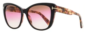 Tom Ford Women's Cat Eye Sunglasses TF937 Nora 05F Black/Rose Havana 57mm