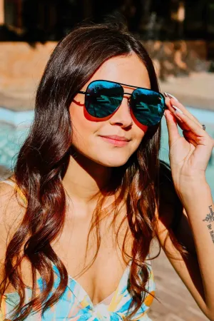 Unisex Alex High Quality Aviator Sunglasses In Black/blue
